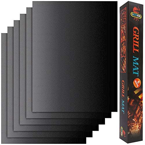 LOOCH Grill Mat Set of 6 - Non-Stick BBQ Outdoor Grill & Baking Mats - Reusable and Easy to Clean - Works on Gas, Charcoal, Electric Grill and More - 15.75 x 13 Inch image