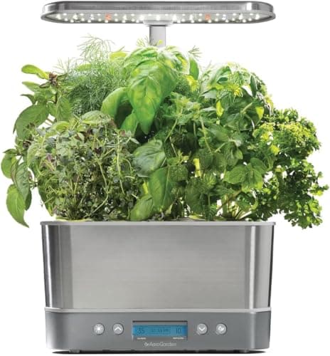 AeroGarden Harvest Elite Indoor Garden Hydroponic System with LED Grow Light and Seed Kit, Holds up to 6 Pods, Stainless Steel image