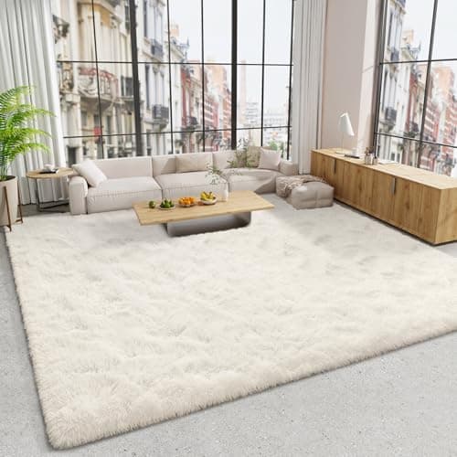 LOCHAS Ultra Soft Indoor Modern Area Rugs 9x12, Fluffy Living Room Carpets for Children Bedroom Home Decor Nursery Rug, Cream image