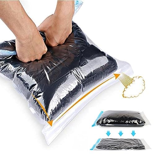 Compression Bags for Travel - Travel Essentials - 12 Pack Space Saver Bags - No Vacuum or Pump Needed - Vacuum Storage Bags for Travel Accessorie - Travel and Home Packing Organizers (transparent) image