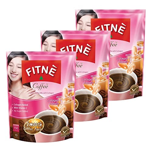 FITNE Instant 3 In 1 Coffee Packets Mix With Natural Hydrolyzed Collagen Vitamin C Smooth Blend Tasty Aromatic No Sugar Sucralose Sweetener, 30 Sticks image