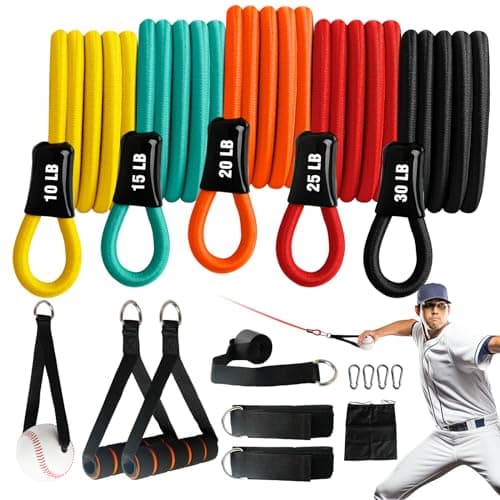 JWHOO Baseball Bands, 16 Pcs, Highly Elastic & Durable Arm Bands, Resistance Trainer with Interchangeable Grips, Ideal for Training, Warm-Ups & Learning image