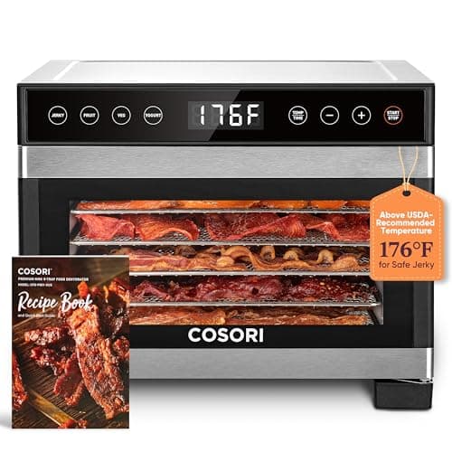 COSORI Food Dehydrator for Jerky, 176°F Temperature Control, 5 Stainless Steel Trays Dryer Machine, 4 Presets, 48H Timer, for Dog Treats, Meat, Fruit, Veggies, Snacks, Recipe Book Included image