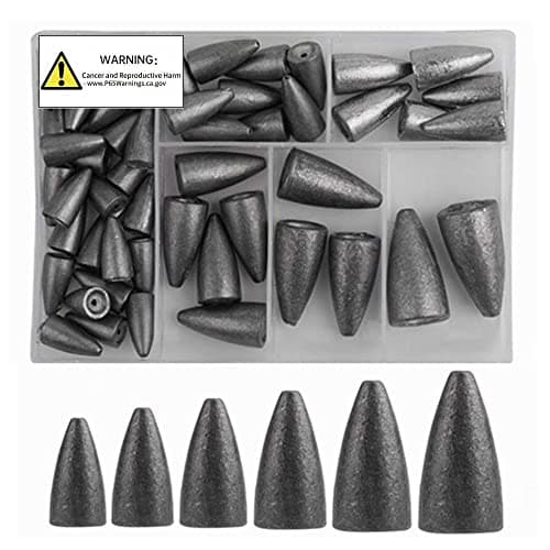 50Pcs Fishing Sinkers Weights Kit Worm Fishing Sinker Weight Bullet Lead Sinkers Fishing Set image