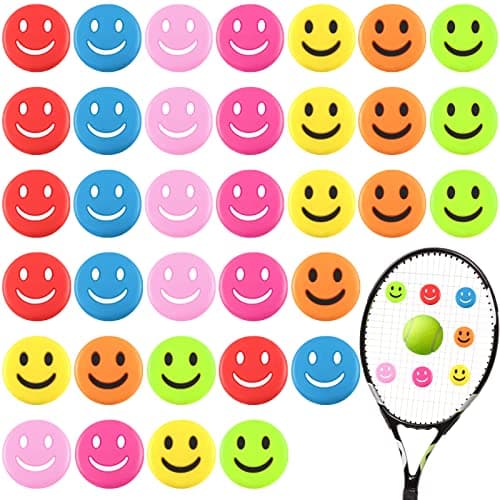 Jexine 35 Pcs Tennis Vibration Dampener Silicone Racket Dampener Cute Tennis Supplies Racket for Gift (Smile) image