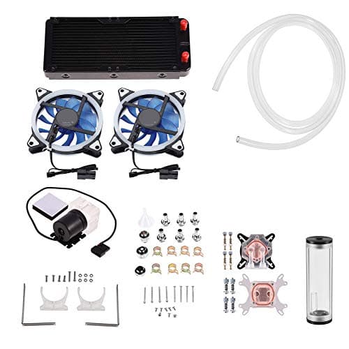 DIY Water Cooling Kit with CPU/GPU Block, Cylindrical Reservoir, Pump, LED Fan, 240mm Heat Sink Connectors image