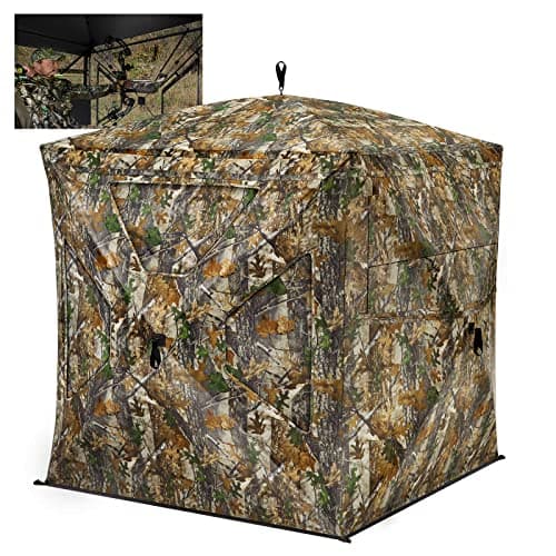 TIDEWE Hunting Blind 270°See Through with Silent Magnetic Door & Sliding Windows, 2-3 Person Pop Up Ground Blind image