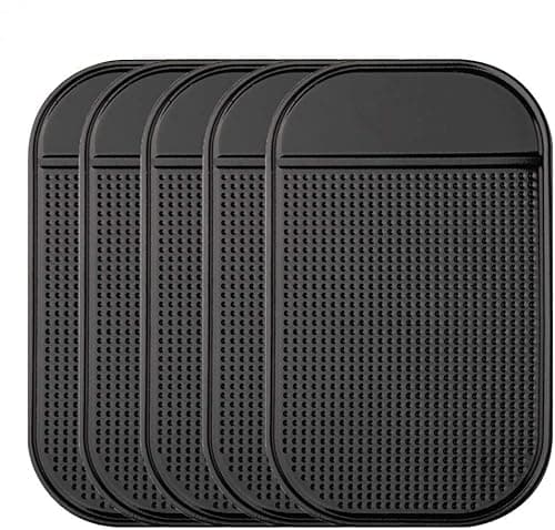 Car Dashboard Non Slip Mat, Bysameyee 5-Pack Anti-Slide Sticky Extra-Thick Dash Pad for Radar Detector, Cell Phone, Keys, Glass, Mirrors, Metal, GPS, Coins image