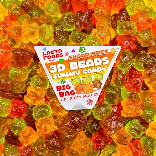 Sugar-Free Gummy Bears | 1 Pound Bag | 3D Candy in Assorted Fruit Flavors image