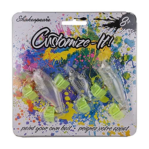 Shakespeare Customize-It Bait Kit, Paint-Your-Own Fishing Lures for Kids, Clear Construction for Easy Customization, 3 Fish-Catching Shapes, Easy and Safe for Beginners image