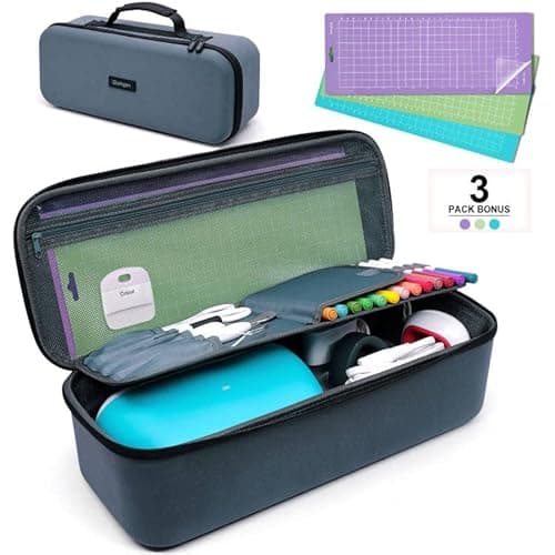 Hard Travel Case for Cricut Joy, Carrying Cases for Cricut Easy Press Mini with 3 Cutting Mats, Waterproof Durable Portable Storage Bag for Craft Pen Set, Cutting Mats and Cricut Joy Accessories image