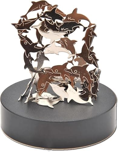 PowerTRC Magnetic Desktop Sculpture (Dolphins) | Mini Magnetic Art Decoration for Desktop | Fun Stress Relief Office Gift image
