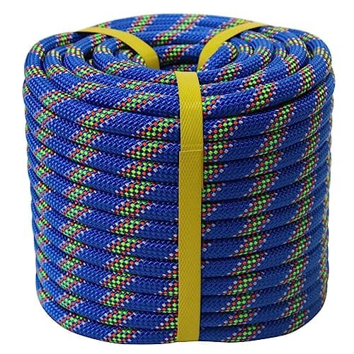 Double Braided Arborist Rope - 1/2 Inch x 100 Feet Polyester High Strength Climbing Rope for Tree Work, Halyard, Sailing (Blue) image