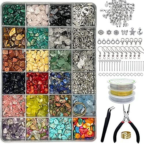 Xmada Jewelry Making Supplies Kit - 1587 PCS Beads, Crystal Beads, Jewelry Pliers, Beading Wire, Earring Hooks, Rings, Bracelets for Girls and Adults image