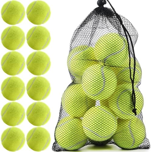 insum 12 Pack Bulk Tennis Balls for Beginner – High Elasticity Practice Tennis Balls, with Mesh Bag for Pet Dog Training, Catching image