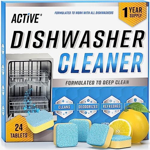 Dishwasher Cleaner And Deodorizer Tablets - 24 Pack Deep Cleaning Descaler Pods for Dish Washer Machine image