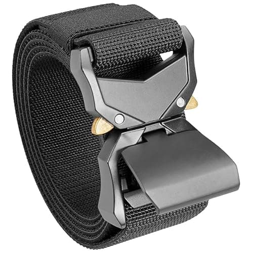 TECEUM Tactical Belt – Black B1 M – Heavy-Duty Military, Work, Hiking, Rigger, Utility, EDC Men’s Belts – Quick-Release – Nylon Web image